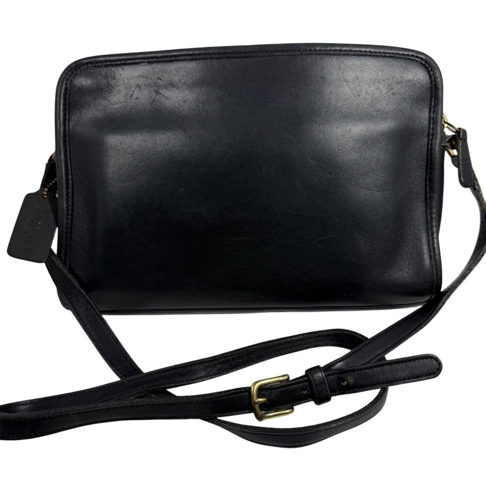 COACH Sutton Black Leather Zip Top Crossbody Bag 9814 Vintage + Hang Tag USA